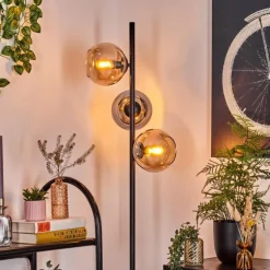 Koyoto Lampadaire Ambre, Chrome, Fumé, 3 lumières