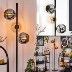 Koyoto Lampadaire Ambre, Chrome, Fumé, 3 lumières