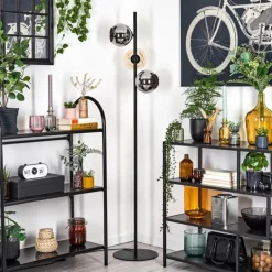 Koyoto Lampadaire Ambre, Chrome, Fumé, 3 lumières
