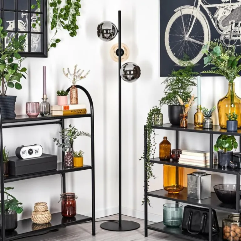 Koyoto Lampadaire Ambre, Chrome, Fumé, 3 lumières