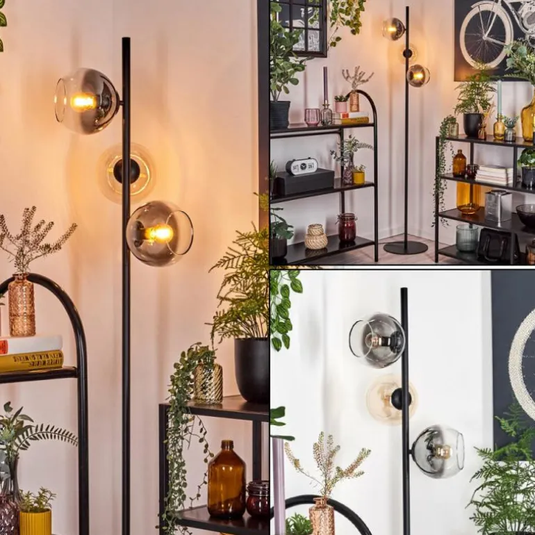 Koyoto Lampadaire Ambre, Clair, Fumé, 3 lumières