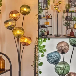 Koyoto Lampadaire Bleu, Vert, Cuivré, 5 lumières
