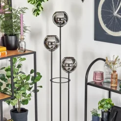 Koyoto Lampadaire Bois clair, Noir, 3 lumières