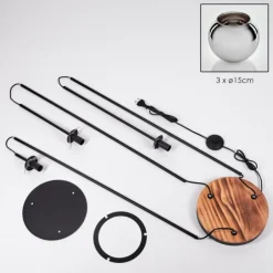 Koyoto Lampadaire Bois clair, Noir, 3 lumières