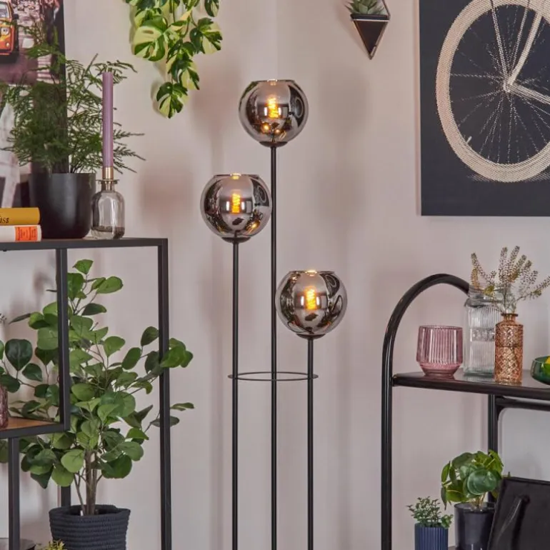Koyoto Lampadaire Bois clair, Noir, 3 lumières