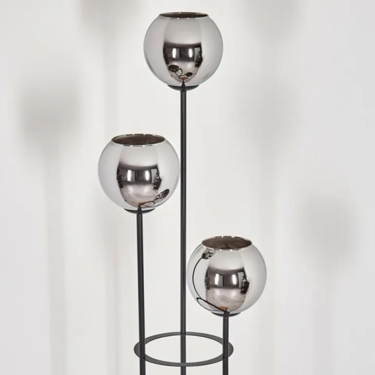 Koyoto Lampadaire Bois clair, Noir, 3 lumières