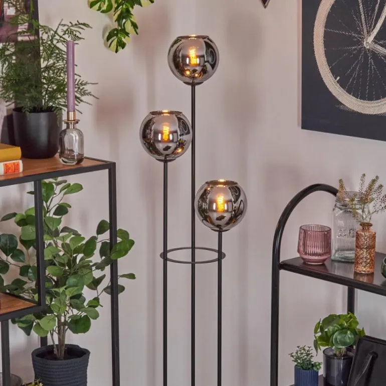 Koyoto Lampadaire Bois clair, Noir, 3 lumières