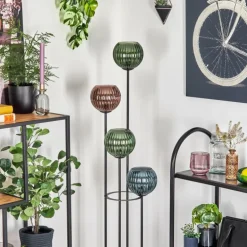Koyoto Lampadaire Bois foncé, Noir, 4 lumières