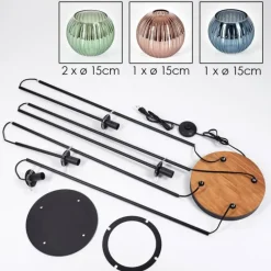 Koyoto Lampadaire Bois foncé, Noir, 4 lumières