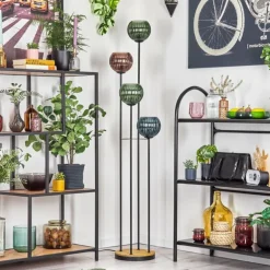 Koyoto Lampadaire Bois foncé, Noir, 4 lumières