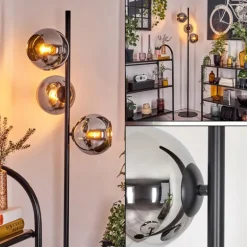 Koyoto Lampadaire Chrome, Fumé, 3 lumières