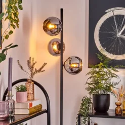 Koyoto Lampadaire Chrome, Fumé, 3 lumières