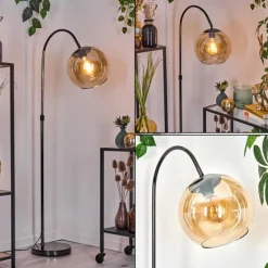 Koyoto Lampadaire Chrome, Noir, 1 lumière