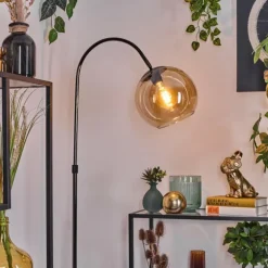 Koyoto Lampadaire Chrome, Noir, 1 lumière