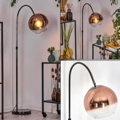 Koyoto Lampadaire Chrome, Noir, 1 lumière
