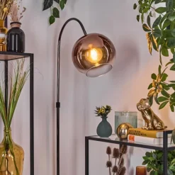 Koyoto Lampadaire Chrome, Noir, 1 lumière