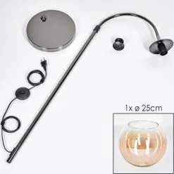 Koyoto Lampadaire Chrome, Noir, 1 lumière
