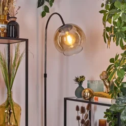 Koyoto Lampadaire Chrome, Noir, 1 lumière