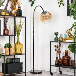 Koyoto Lampadaire Chrome, Noir, 1 lumière
