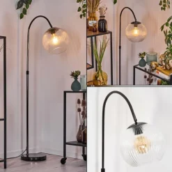 Koyoto Lampadaire Chrome, Noir, 1 lumière