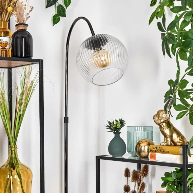 Koyoto Lampadaire Chrome, Noir, 1 lumière