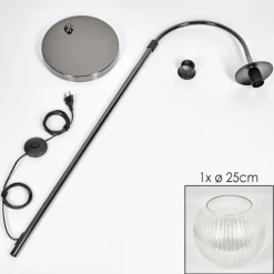 Koyoto Lampadaire Chrome, Noir, 1 lumière