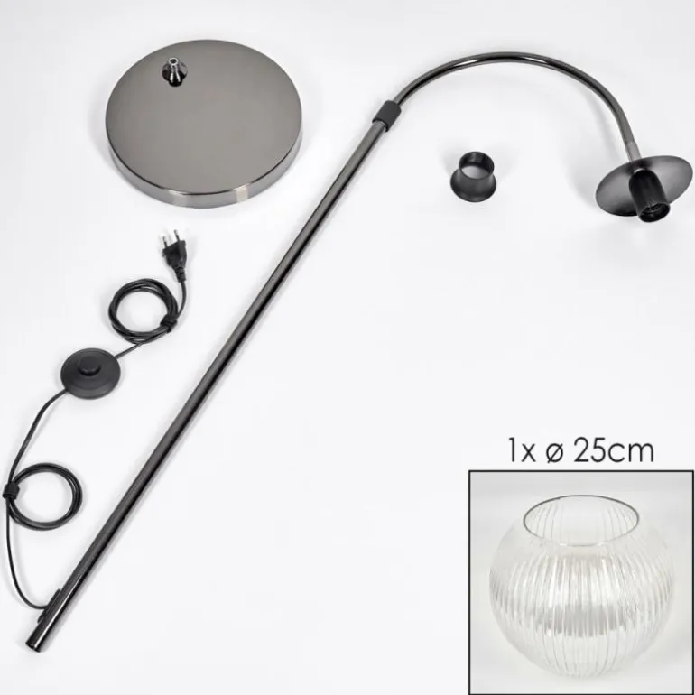 Koyoto Lampadaire Chrome, Noir, 1 lumière