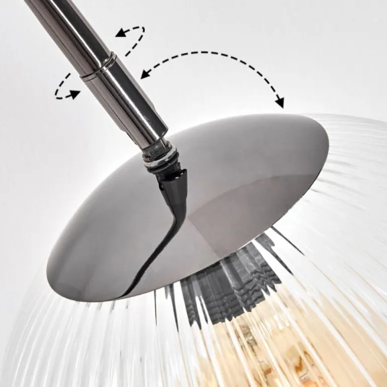 Koyoto Lampadaire Chrome, Noir, 1 lumière