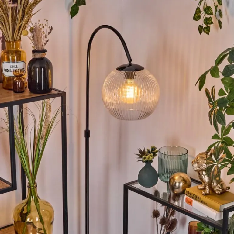 Koyoto Lampadaire Chrome, Noir, 1 lumière