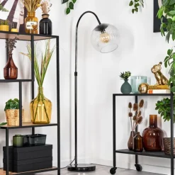 Koyoto Lampadaire Chrome, Noir, 1 lumière