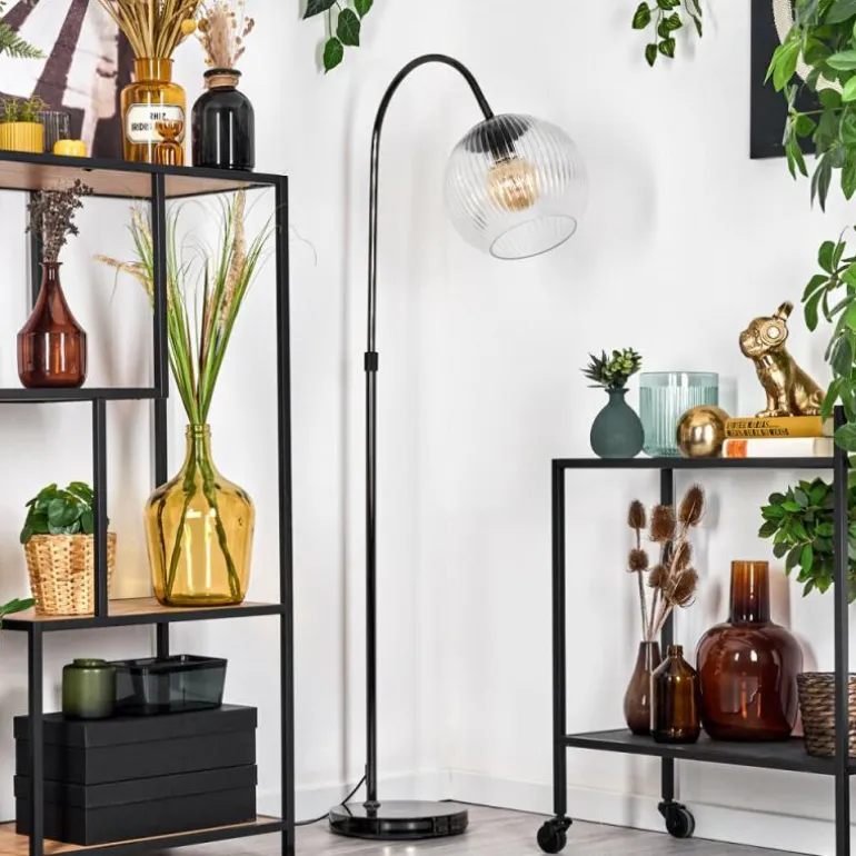 Koyoto Lampadaire Chrome, Noir, 1 lumière
