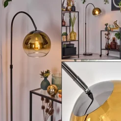 Koyoto Lampadaire Chrome, Noir, 1 lumière