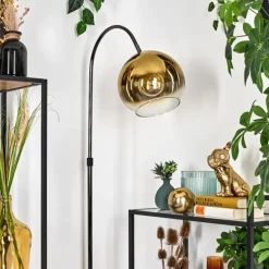 Koyoto Lampadaire Chrome, Noir, 1 lumière