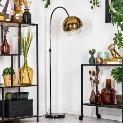 Koyoto Lampadaire Chrome, Noir, 1 lumière