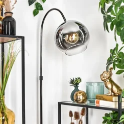 Koyoto Lampadaire Chrome, Noir, 1 lumière
