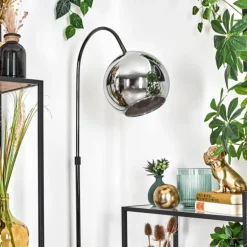 Koyoto Lampadaire Chrome, Noir, 1 lumière