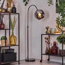 Koyoto Lampadaire Chrome, Noir, 1 lumière