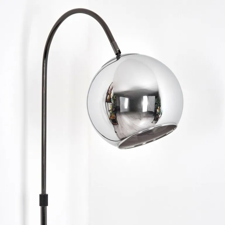 Koyoto Lampadaire Chrome, Noir, 1 lumière