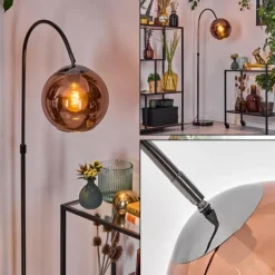 Koyoto Lampadaire Chrome, Noir, 1 lumière