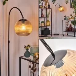 Koyoto Lampadaire Chrome, Noir, 1 lumière