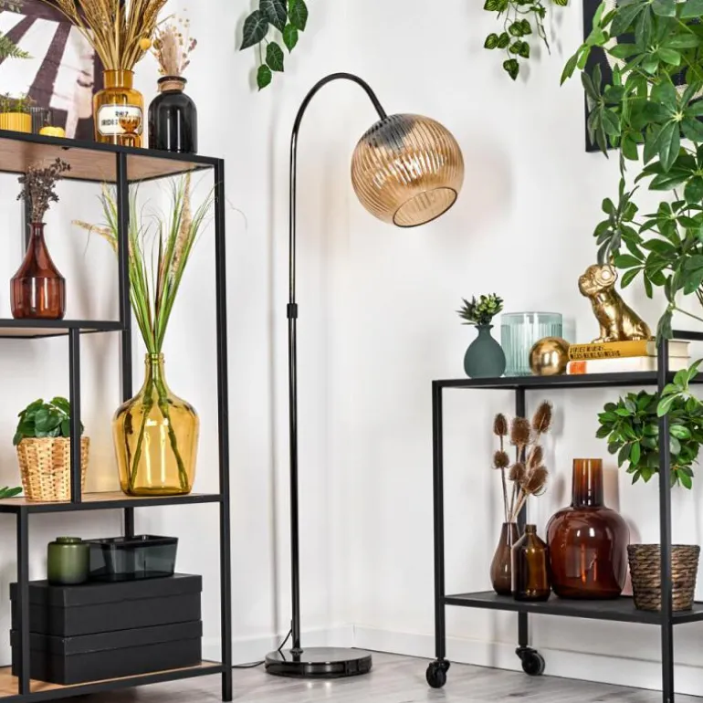 Koyoto Lampadaire Chrome, Noir, 1 lumière