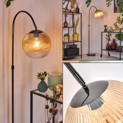 Koyoto Lampadaire Chrome, Noir, 1 lumière
