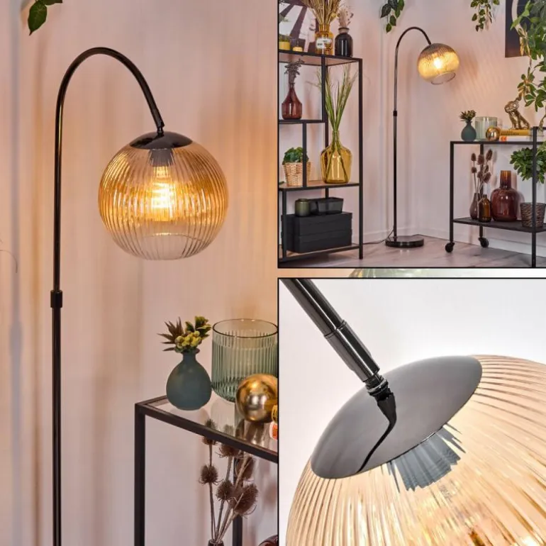 Koyoto Lampadaire Chrome, Noir, 1 lumière