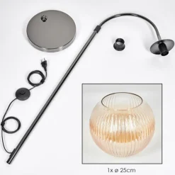Koyoto Lampadaire Chrome, Noir, 1 lumière