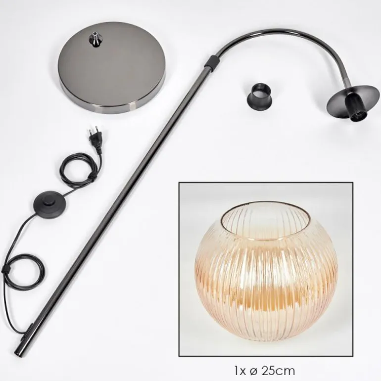 Koyoto Lampadaire Chrome, Noir, 1 lumière