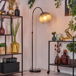 Koyoto Lampadaire Chrome, Noir, 1 lumière