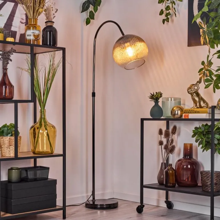 Koyoto Lampadaire Chrome, Noir, 1 lumière