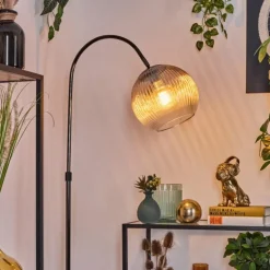 Koyoto Lampadaire Chrome, Noir, 1 lumière