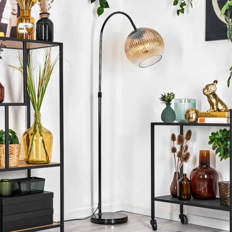 Koyoto Lampadaire Chrome, Noir, 1 lumière