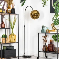 Koyoto Lampadaire Chrome, Noir, 1 lumière